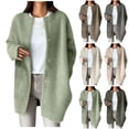 thumbnail image 5 of Lovskoo Women's Fashion Winter Long Trench Coat Casual Formal Work Candigan Single Breasted Round Neck Pea Jacket Outerwear White, 5 of 5