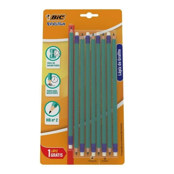 Lápiz Bic Evolution de Grafito 9 Piezas