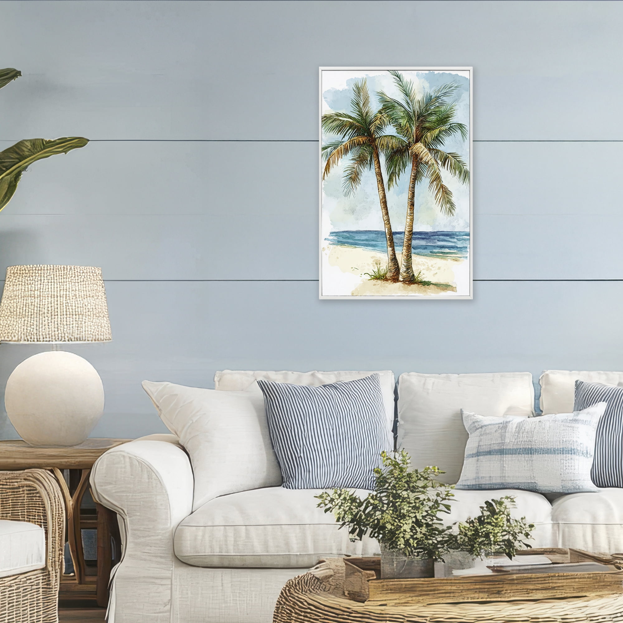 Stupell Industries Illustrated Palm Tree Duo White Framed Giclee Art, design by Petal Prints Design