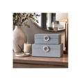 thumbnail image 3 of Rectangular Decorative Boxes for Home Decor - Jewelry Decor Box and Keepsake Storage as Home Organizer - Fabric Finish and Ring Pull Accents for Living Room and Mantel - Set of 2, 4", 3", Blue, 3 of 13