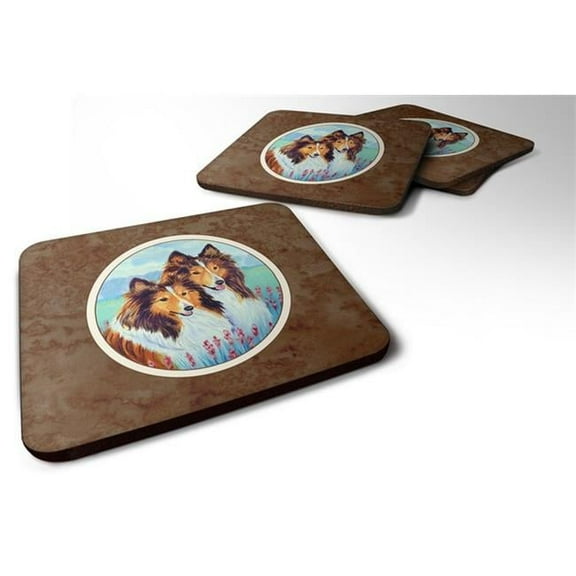 Sable Shelties Double Trouble Foam Coaster, Set of 4