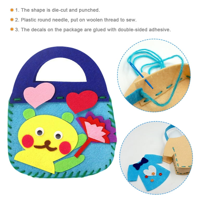 Lnkoo 4 Pack Sewing Kit for Girls Safety Sewing Kits Felt Sewing Kit with Safety Needle and Thread for Beginner Preschool Educational Toys- DIY Art