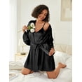 thumbnail image 5 of Ekouaer Womens Silk Robe Set 2-Piece Satin Bathrobe V-neck Bridal Party Robe, 5 of 6