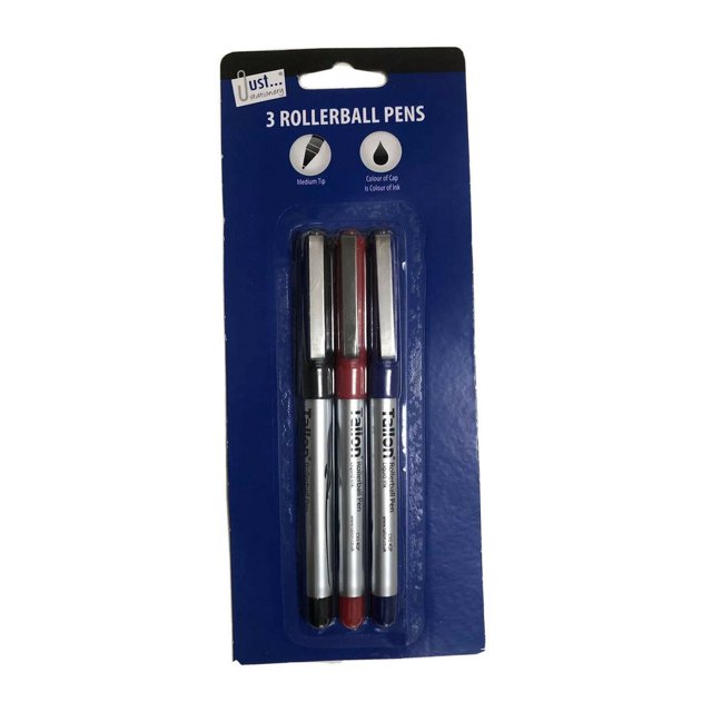 Just Stationery - Bolígrafo - Pack de 3 (Azul, Negro, Rojo)