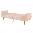 thumbnail image 6 of [Two Day Delivery] Velvet button tufted sofa bed with armrest, 6 of 7