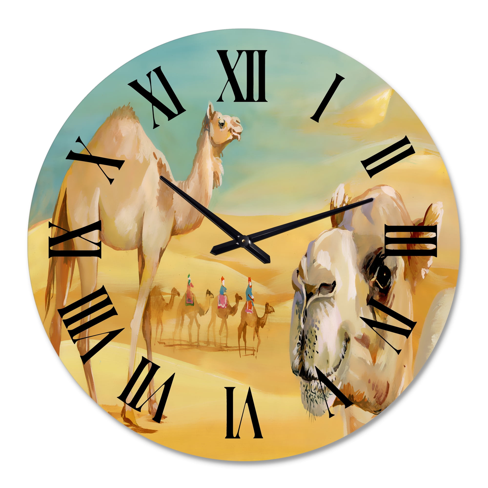Designart 'Camels In The Desert' Farmhouse Wall Clock