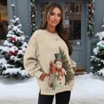 thumbnail image 3 of HELLHERO Christmas Snowmen Print Women Pullover Top Oversized, Comfy Fall Winter Long Sleeve Crewneck Sweatshirt Size XL, 3 of 7