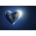 thumbnail image 2 of Heart-shaped planet Earth on a dark blue background Poster Print, 2 of 2