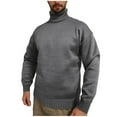 thumbnail image 3 of Ahabrexf Underwear for Men, Casual Solid Thickened Knit Pullover Long Sleeve Turtleneck Sweater, 3 of 5