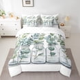 thumbnail image 2 of Spring Green Leaves Comforter Set King Size,Botanical Leaves Bedding Set for Kids Teens,Eucalyptus Leaf (Comforter+Fitted+Flat Sheet+2 Pillowcases+2 Throw Pillow Covers) 7 Pieces Bed Set, 2 of 5