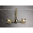 thumbnail image 3 of Kingston Brass KS2442AX Heritage Double-Handle Wall-Mount Bridge Kitchen Faucet, Polished Brass, 3 of 7