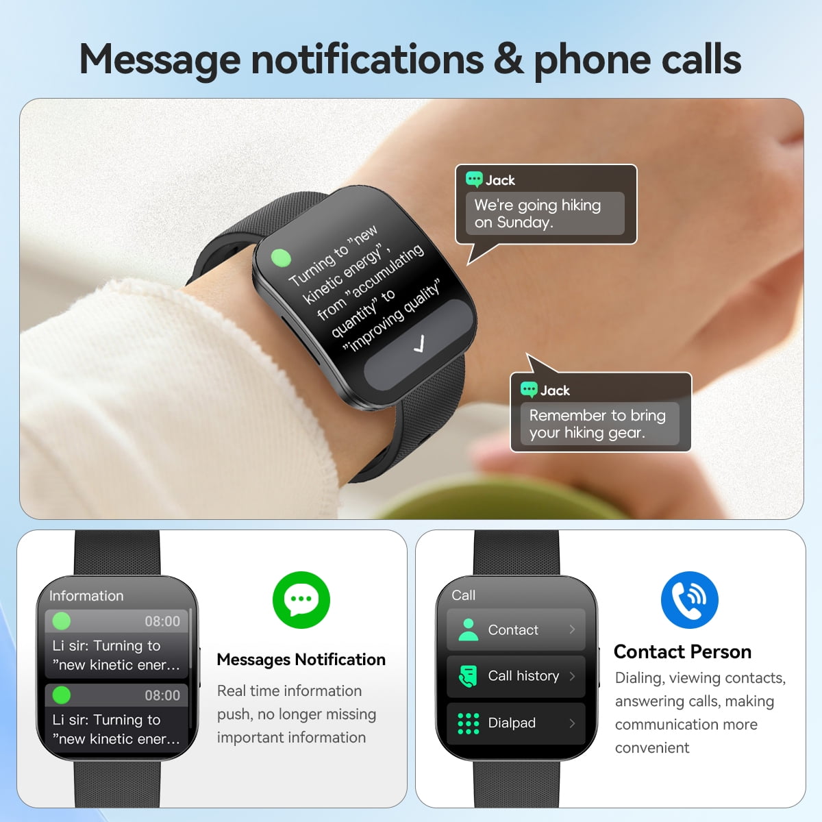 Smart Watch AMOLED Bluetooth Call(Answer/Make)150+ Sports Modes IP68 Waterproof Tracker Fitness SmartWatches Women Men for Android Ios