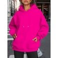 thumbnail image 4 of Chandails à Capuchon Surdimensionnés pour Femmes en Molleton, Chandails en Molleton, Mode d'Automne, Chandails à Enfiler, Vêtements d'Hiver, Rose Rouge, TP, 4 of 9