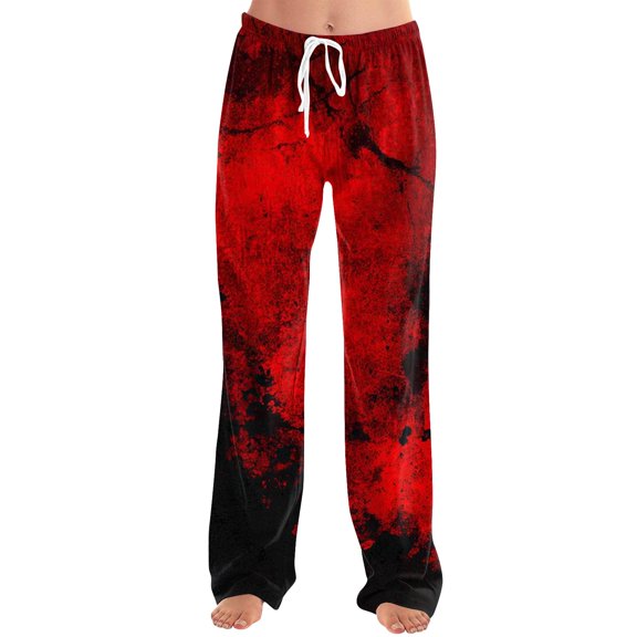 WTOBBY Women's Festive Halloween Print Drawstring Waist Casual Pants with Vibrant Designs, Comfortable Trousers Cut for Autumn Celebrations and Everyday Fun Wear,Black L