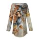 thumbnail image 5 of Camisetas para Mujer SCZ Otoño Casual Camisas de Manga Larga Sudadera Retro Impresión Naranja 2XL, 5 of 5