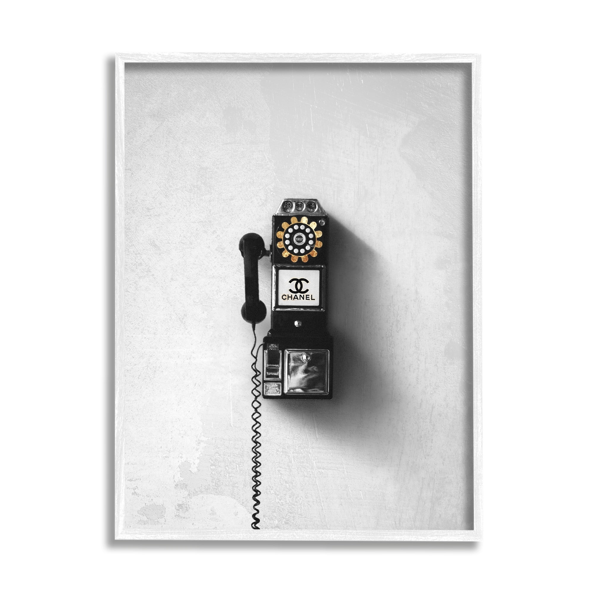Stupell Industries Vintage Fashion Dial Phone Glam Pop Black White, 11 x 14, Design by Ziwei Li