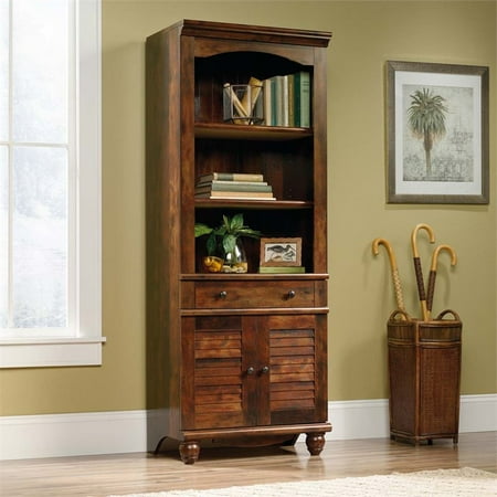Pemberly Row 3 Shelf 2 Door Bookcase In Curado Cherry Walmart