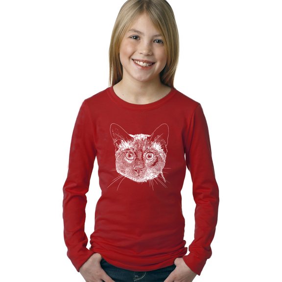 Girl's Word Art Long Sleeve - Siamese Cat