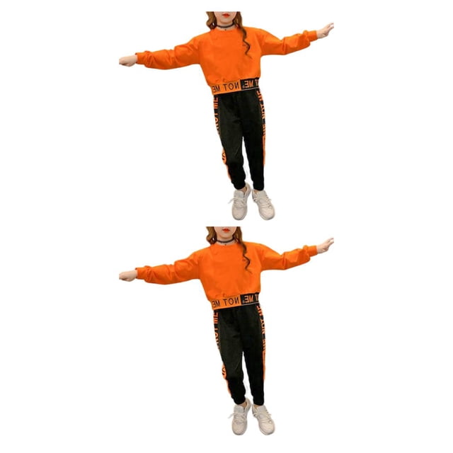 Sonducket Viajar Senderismo Niñas Deportes Camisa Pantalones Conjunto Fiesta Correr Jogging Ejercicio Niños Tops Pantalones Naranja 110 cm Naranja 110cm 2piezas