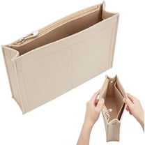 2pcs Purse Felt Insert Organizer Multi Pocket Handbag Tote Shaper Toiletry Pouches Insert Divider Organizer Bag in Bag Zipper Insert Bag Liner Pouch with Grommet Interior