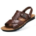 thumbnail image 3 of Puntoco Men Sandals Clearance,Men'S Breathable Leather Beach Sandals Shoes Slides Outdoor Slippers Brown, 3 of 8