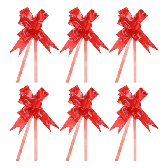 Uxcell 8" Pull Bows Gift Wrapping Pull Bow Heart Pattern Baskets Present Bows Knot Ribbon Red 100 Pcs