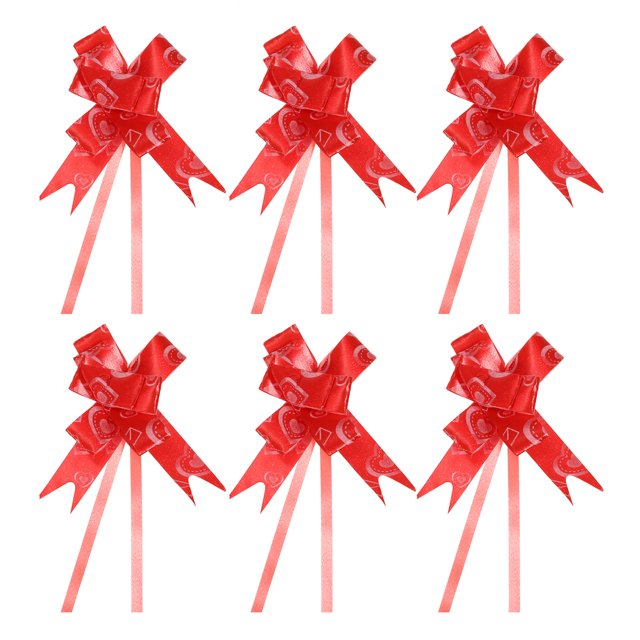 Unique Bargains 8' Pull Bows Gift Wrapping Pull Bow Heart Pattern Baskets Present Bows Knot Ribbon Red 100 Pcs
