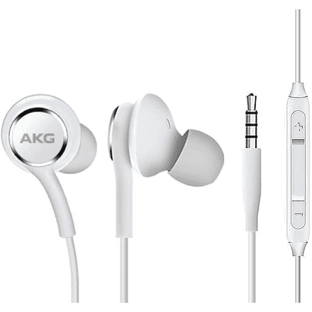 OEM InEar Earbuds Stereo Headphones for Lenovo A6010 Plus Plus Cable - Designed by AKG - with Microphone and Volume Buttons (White)