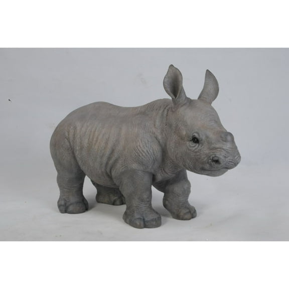 Hi-Line Gifts Standing Baby Rhino Outdoor Garden Statue - 20.25"