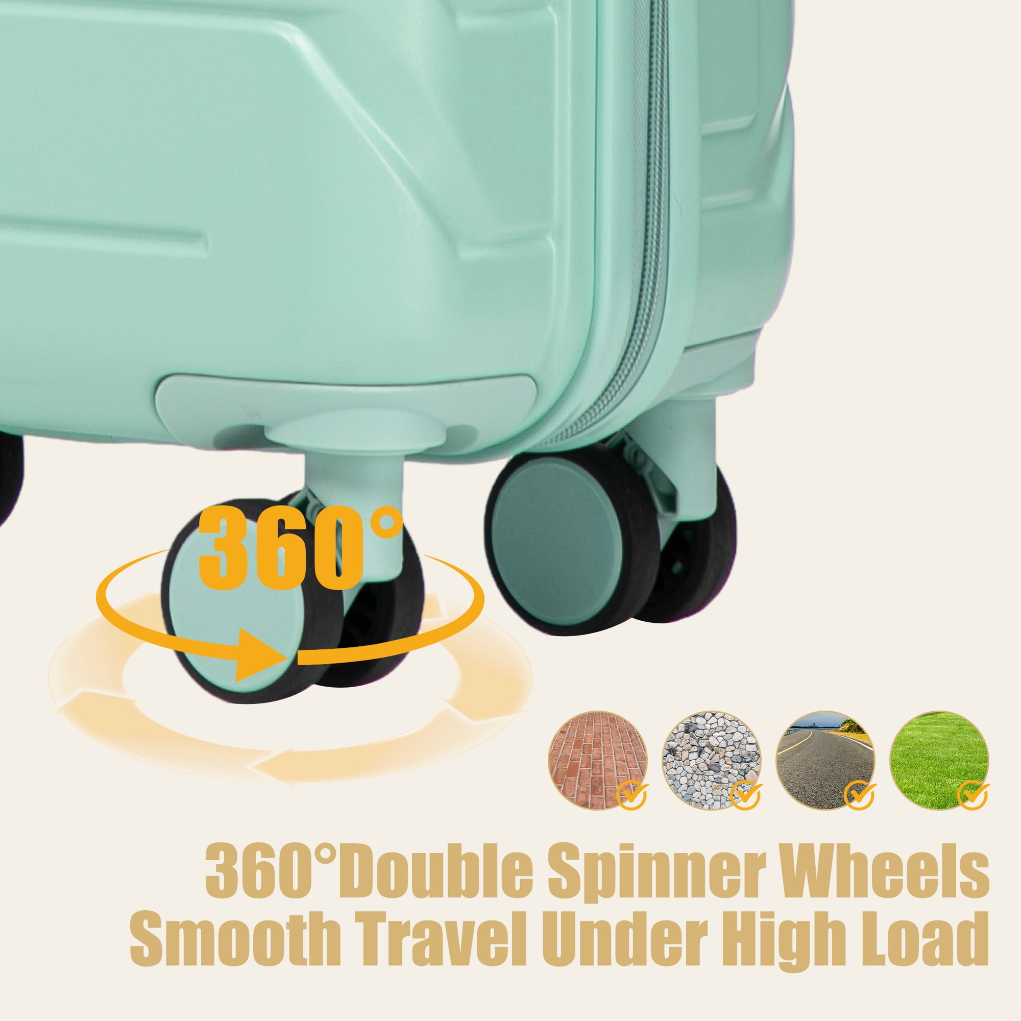 Alvantor 20inch Luggage, ABS Scratch Resistant Checked Suitcase with 4 Spinner Wheels and Lock, Mint Green