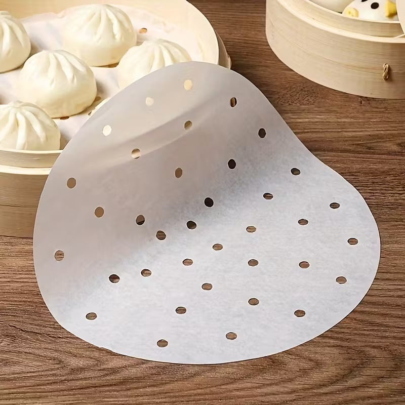 Pack of 50 Disposable Parchment Paper Liners for Air Fryers - 24Cm (9.45 Inches) - Oil and Water Resistant, Ideal for Baking, Grilling, and Steaming