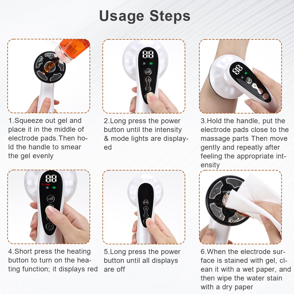 3-in-1 Handheld Body Massager with RF, Vibration, and Red Light, Cordless Electric Full Body Massager for Neck, Back, Arms, Legs, and Abdomen Relaxation, White