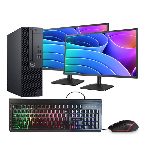 Restored Dell OptiPlex 3060 Desktop Computer Bundle | Intel Core i7, 16GB RAM, 500GB SSD | Windows 11 Pro, Dual 24" Monitors | Blair Tech