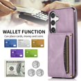 thumbnail image 6 of Design for Galaxy S24 Plus 5G Wallet Case with Credit Card Holder Slot PU Leather Phone Cover Stand Kickstand Shockproof Protective Cell Accessories for Samsung S24+ Women Men 6.6 inch Purple, 6 of 14