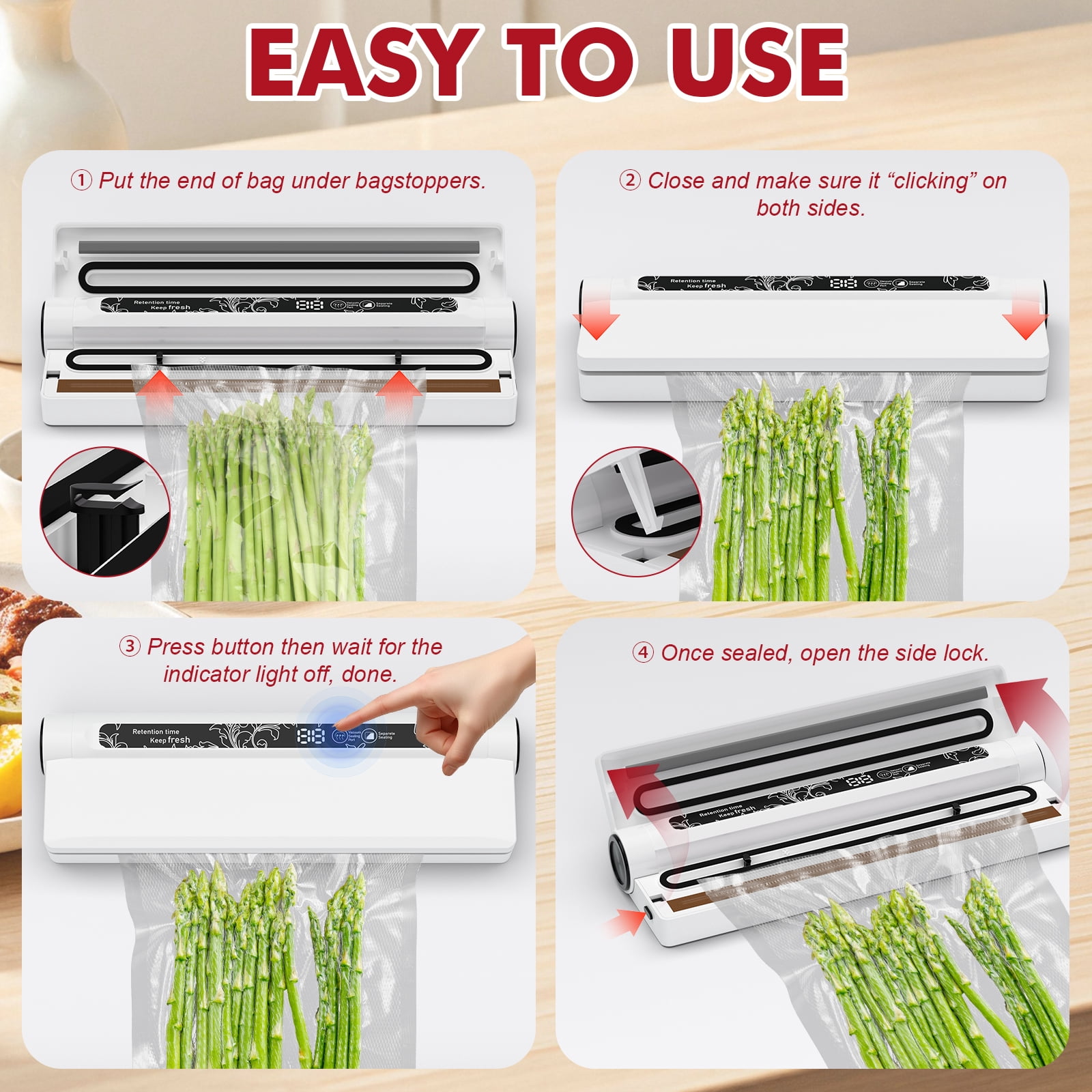 Vacuum Sealer,Equipped With 20 Vacuum Sealed Bags,Fully Automatic Dry and Wet Dual use Food Vacuum Sealer Machine