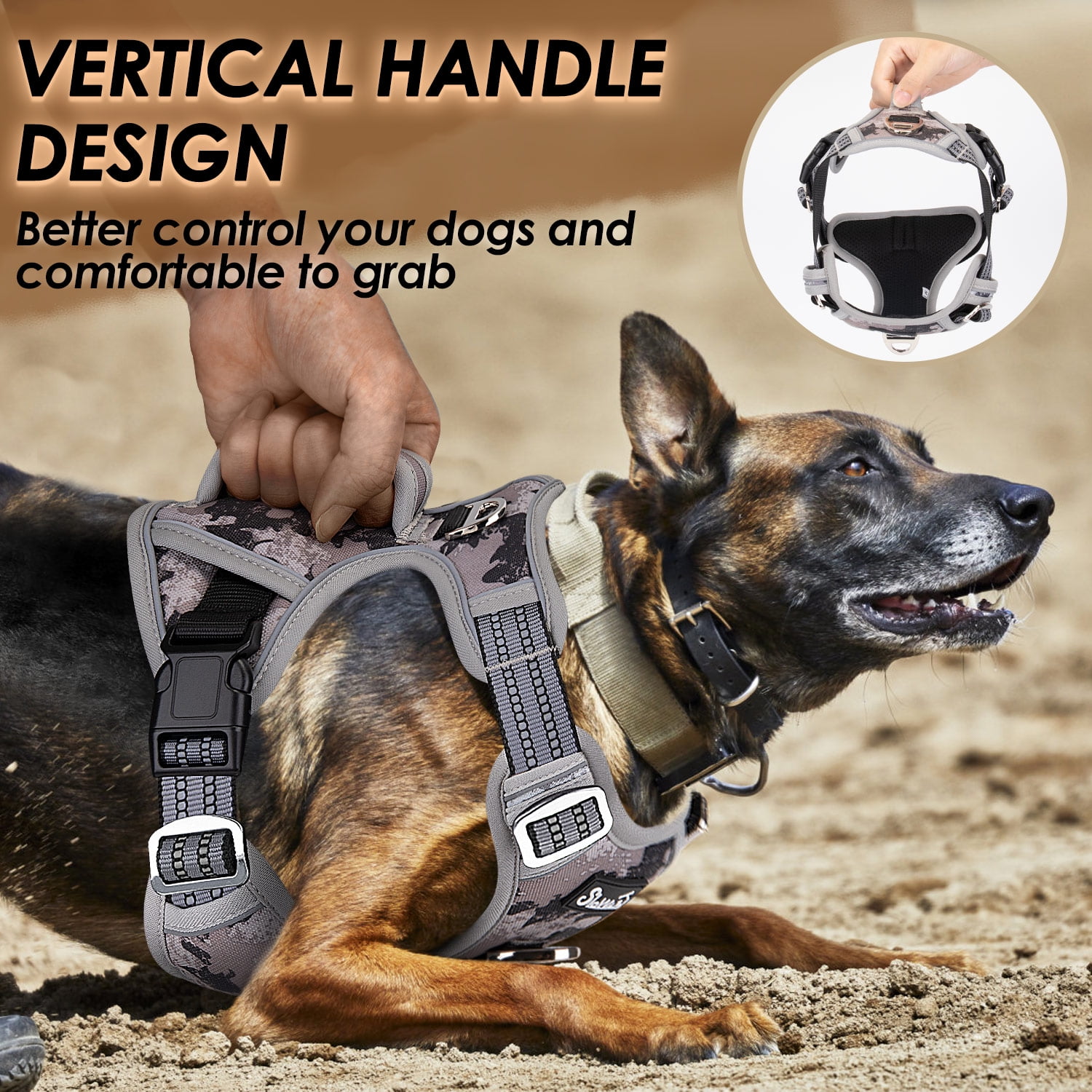 AUTOWT No Pull Dog Harness - Heavy Duty, No Choke Design with 2 Leash Clips & Adjustable Padded Vest