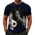 thumbnail image 3 of KLHDSF Mens Halloween Funny Graphic Tee Short Sleeve Crewneck Casual Polyester Top Dark Blue S, 3 of 5