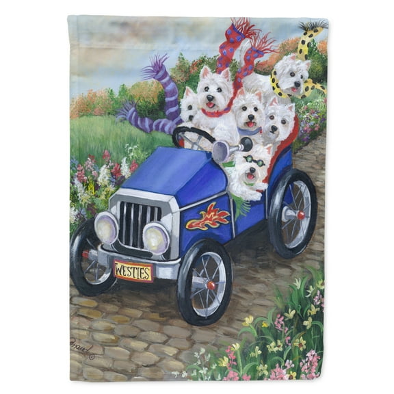 Westie Hot Rod Garden Flag