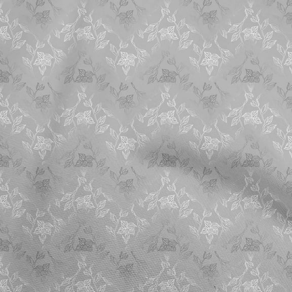 oneOone Polyester Spandex Gray Fabric Leaves Fabric For Sewing Printed Craft Fabric By The Yard 56 Inch Wide-aD