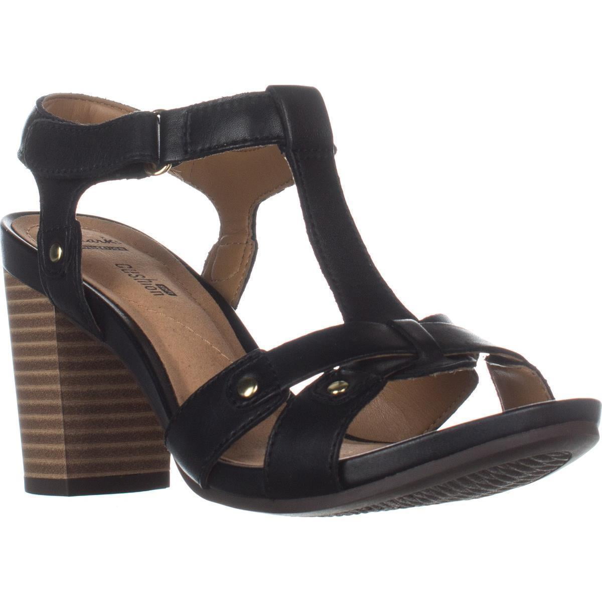 Womens Clarks Banoy Valtina Cushion T Strap Dress Sandals Black