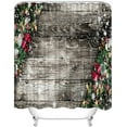 thumbnail image 3 of 4 Piece Christmas Pine Cones Shower Curtain Set Holly Baubles Evergreen Leaves Bathroom Sets with Non-Slip Rugs, Toilet Lid Cover and Bath Mat with Standard Size, 3 of 7