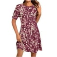 thumbnail image 1 of Vestido Corto para las Mujeres Cuello Redondo Manga Corta Impresa Suéter, Moda Casual Estilo Línea, 1 of 5