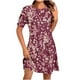 thumbnail image 1 of Vestido Corto para las Mujeres Cuello Redondo Manga Corta Impresa Suéter, Moda Casual Estilo Línea, 1 of 5