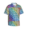 thumbnail image 2 of Daiia Rainbow Glitter Hawaiian Shirt for Men Gentle Cotton Regular Short Sleeve Casual-3X-Large, 2 of 9