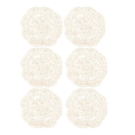

FRCOLOR 6 Pcs 10cm Round Lace Crochet Coasters Handmade Vintage Cup Mats Hollow Fashion Placemats Drink Pads