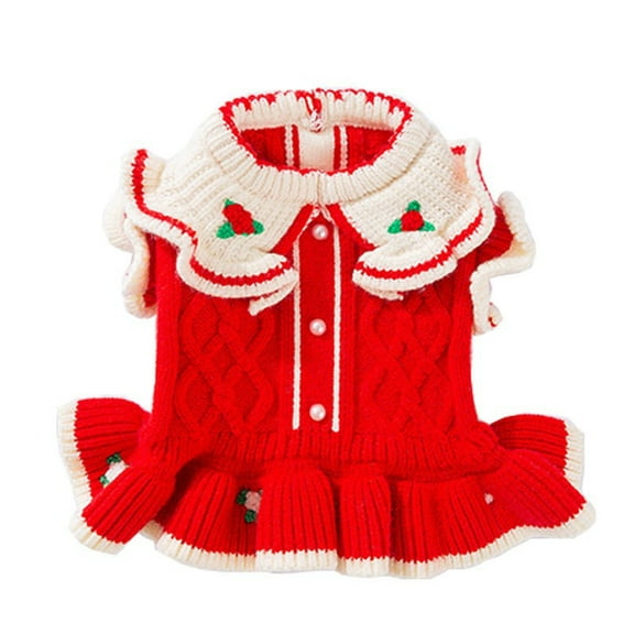 Dog Sweater Dress Plaid Knitwear for Small Medium Dogs Warm Puppy Pet Turtleneck Stretch Pullover Cute Fall Winter Clothes for Christmas XL