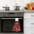 thumbnail image 6 of Wobogo Snowflake Pattern Hand Towel Set of 2 Absorbent for Kitchen and Bathroom With Velcro Hanging Loop 18.2×14in, 6 of 7