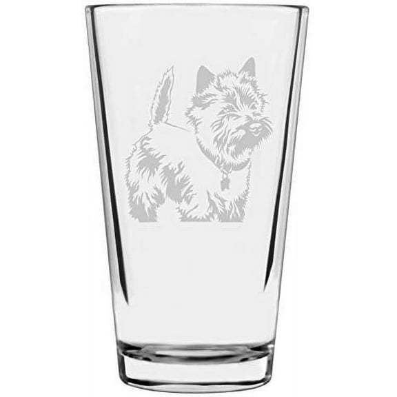 Cairn Terrier Dog Themed Etched All Purpose 16oz Libbey Pint Glass