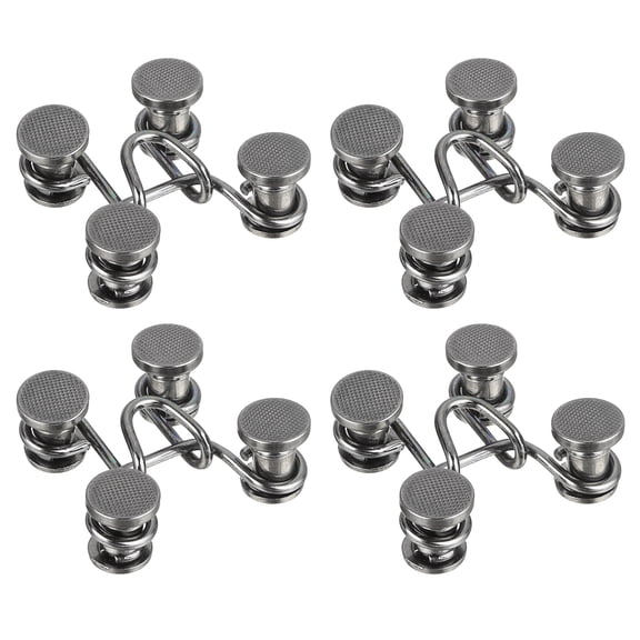 Pants Waist Tightener, 4 Sets of Adjustable Buttons, Waist Extender Buckle Set, Waistband Button Pins (Black)