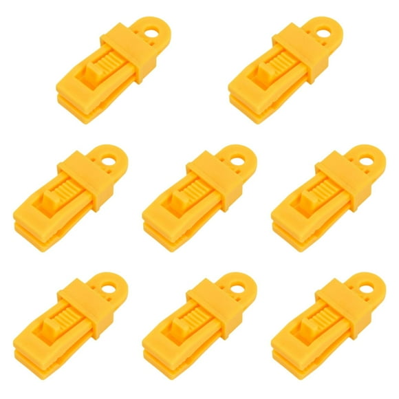 8 pinzas para lona, multiusos, reutilizables, resistentes y fáciles de usar. Amarillo